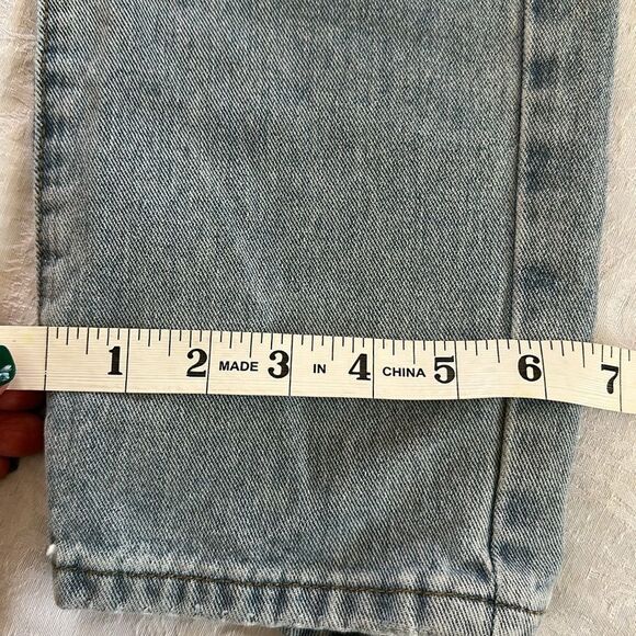 Shein Factory Distressed Blue Jeans Light Wash Wide Legs Size XS - Picture 7 of 13